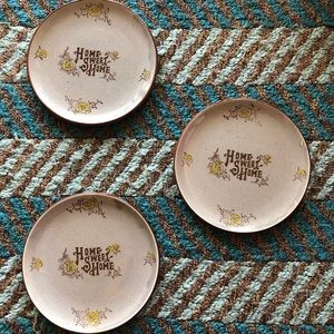 Vintage 7” Gray Speckled Home Sweet Home Plates Set Of 3 Made In Japan